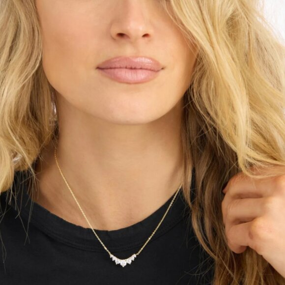 Melinda Maria Not Your Basic Multi Stone Pendant Necklace Gold - Picture 3 of 5